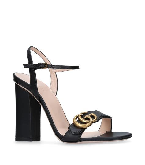 gucci marmont 105 leather sandals black|Gucci Marmont open toe sandals.